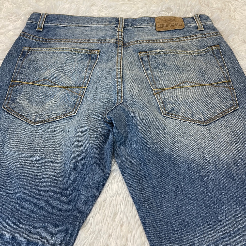 Aeropostale ESSEX STRAIGHT LEG DISTRESSED MENS SIZE 32/30 Light Blue Jeans - Picture 6 of 6